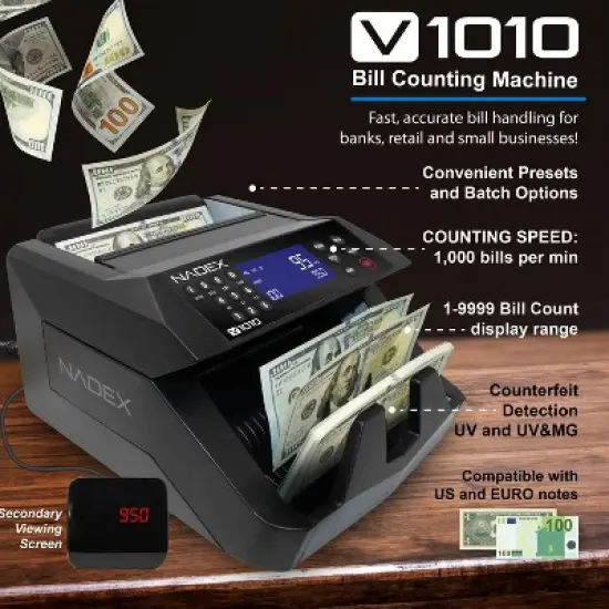 Nadex Coins&trade; V1010 Bill-Counting Machine in Gray image {5}