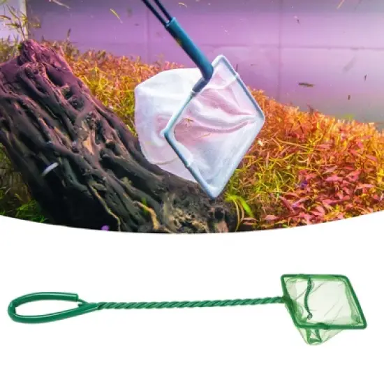 Unique Bargains Aquarium Fish Net Aquarium Fish Tank Accessories Small Fish Fine Net Green 3'' 2Pcs image {1}