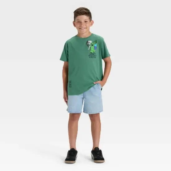 Minecraft Boys' Creeper Short Sleeve Graphic T-Shirt - Green image {3}