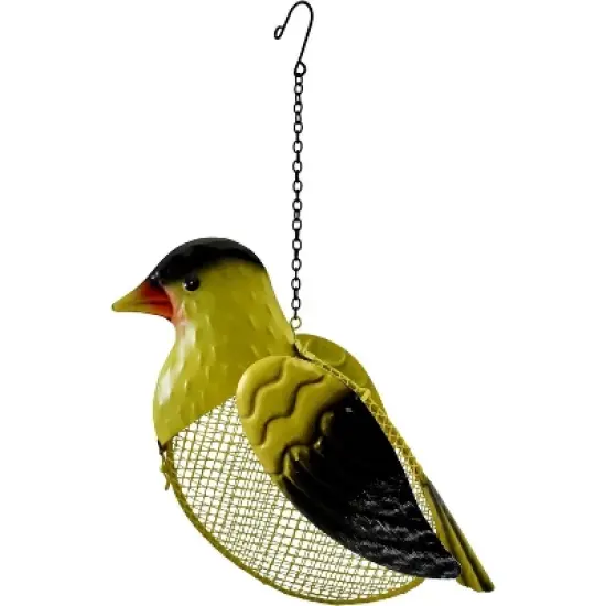 Gift Essentials Metal Goldfinch Mesh Bird Seed Feeder with Hanging Chain - Yellow (5 Cups) image {1}