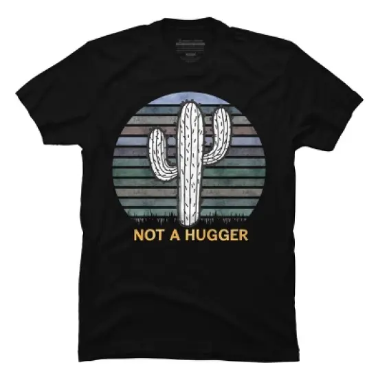 Men's Design By Humans Not A Hugger Vintage TShirt Funny Shirt Cactus Sarcastic Tee By stellaandgrace T-Shirt image {2}