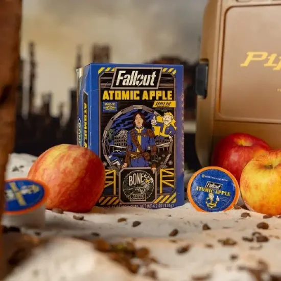 Bones Coffee Company Atomic Apple Fallout Inspired Coffee Apple Pie Flavor 12 ct Single-Serve Bones Cups Coffee Pods Keurig Coffee Maker Compatible image {1}