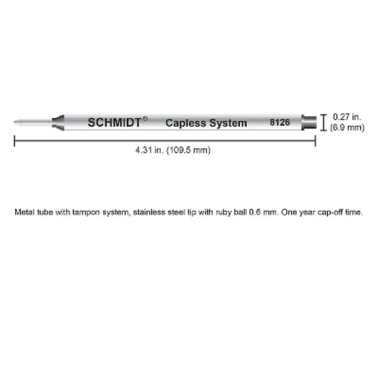 Schmidt Ink Schmidt 8126 Rollerball Long Capless Refill Fine Black 2 Pack (SC58123) image {4}