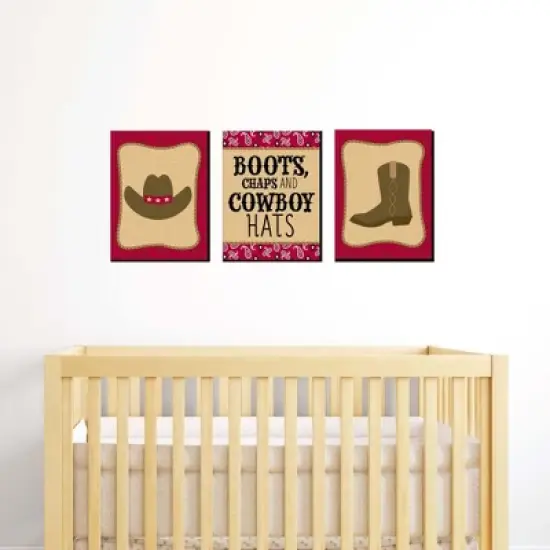 Big Dot of Happiness Little Cowboy - Western Nursery Wall Art and Kids Room Decorations - Gift Ideas - 7.5 x 10 inches - Set of 3 Prints image {1}