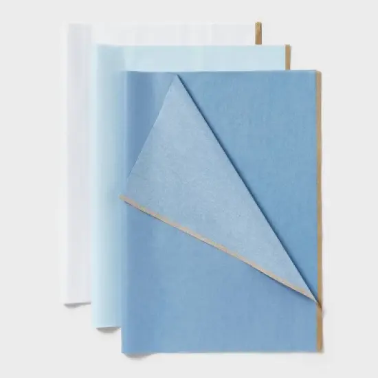 20ct Banded Tissue Gold Metallic List White/Light Blue - Spritz&trade; image {2}