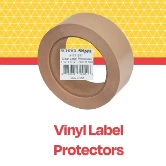 School Smart Vinyl Label Protectors, Round Corner Rectangle, 1-1/4 x 3-1/8 Inches, Clear, Pack of 500 image {3}