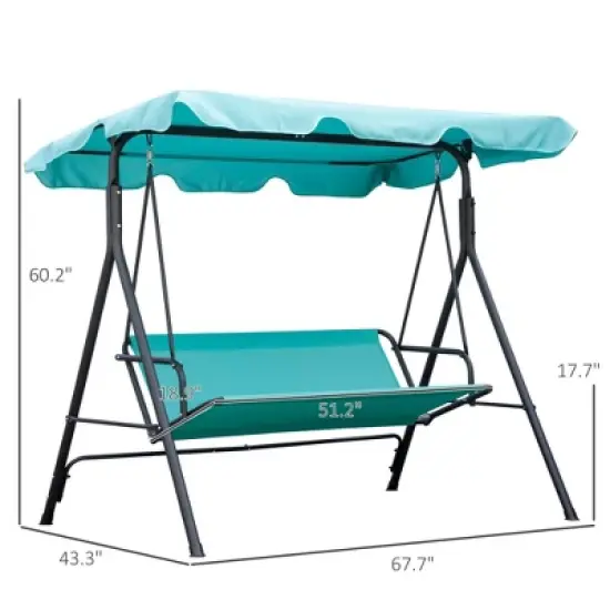 CAVINAS 3-Seat Patio Porch Swing,Hammock Swing Bench with Adjustable Canopy&Armrest,Outdoor Swing for Garden&Backyard,660LBS Capacity,Green image {3}