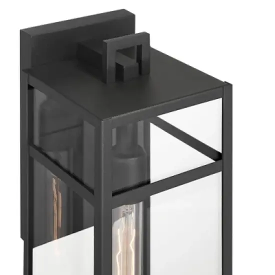 John Timberland San Lucas 18 3/4" High Modern Outdoor Wall Light Fixture Mount Porch House Set of 2 Weatherproof Sand Black Metal Clear Glass Shade image {2}