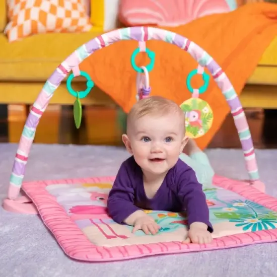 Bright Starts Pink Palms Tiki Toy Bar Baby Activity Gym and Tummy Time Mat Newborn to 3 Years image {2}