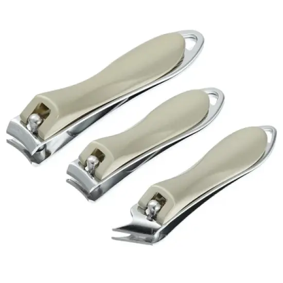 Unique Bargains Nail Clippers Set Fingernail Toenail Cutter Clippers with Nail File Stainless Steel Gray 3 Pcs image {5}