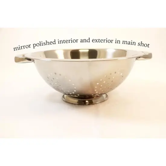 Heavy Duty Stainless Steel Colander 5 Qt | Easy Grip Handles | Self-Draining Base | Mirror Polished image {2}