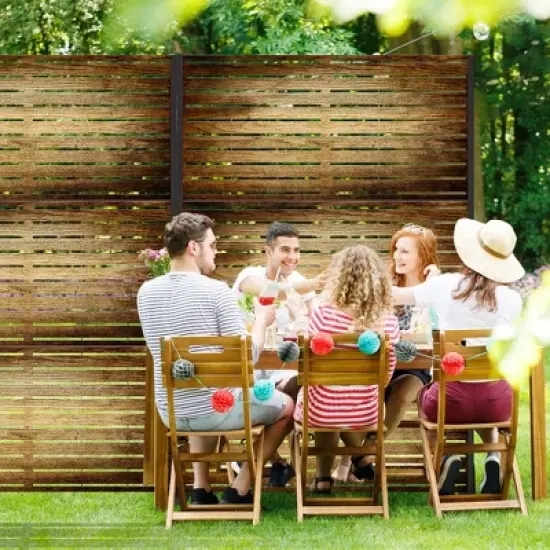 PexFix Wood Grain Blinds-Style Room Divider Screen with Galvanized Steel Construction for Home Office Patio Privacy image {3}