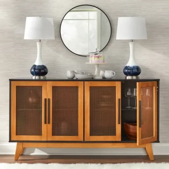 Loma Two-Tone Buffet Cabinet Black/Natural/Brown - Lifestorey image {2}