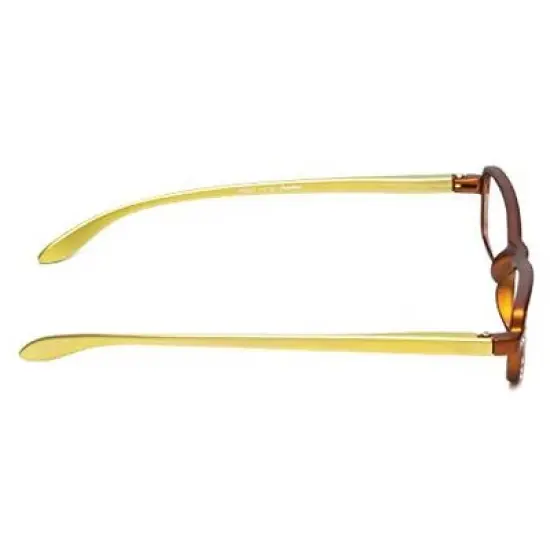 Calabria 837 Metallic Reading Glasses|Womens|Hard Case|Crystal Accents|Vibrant|Spring Hinged|18 Power Options|Mahogany Bronze/Golden Yellow|+1.50 image {2}