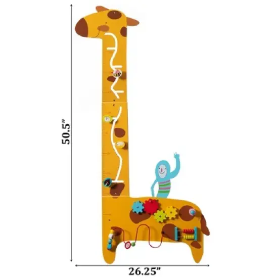 ShpilMaster Wooden Giraffe Sensory Wall Game, Activity Toy Growth Chart for Playroom, Nursery, Preschool, and Doctors' Office image {3}