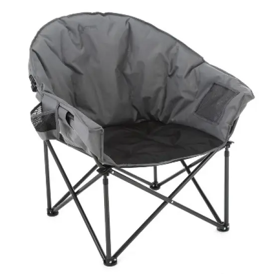 Arrowhead Outdoor Oversized Heavy-Duty Club Folding Camping Chair w/External Pocket, Cup Holder, Portable, Padded, Moon, Round, Bag (Granite Grey) image {6}