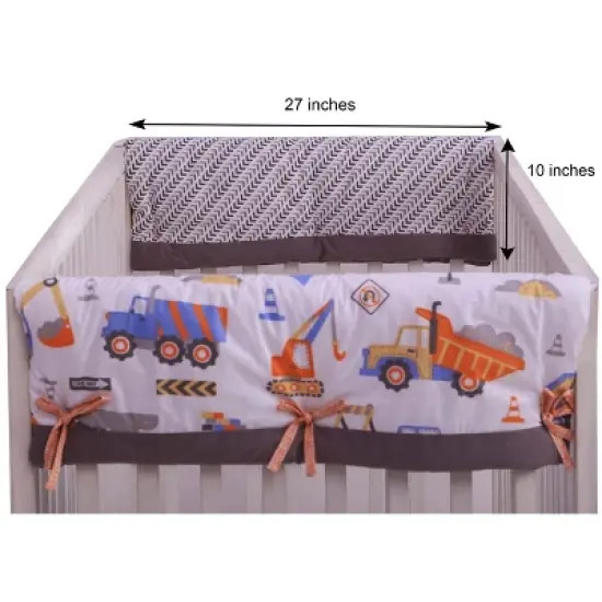 Bacati - Construction Multicolor Boys Cotton Crib Rail Guard Covers set of 2 image {2}