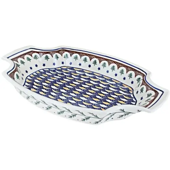 Blue Rose Polish Pottery 1208 Zaklady Large Serving Tray image {4}