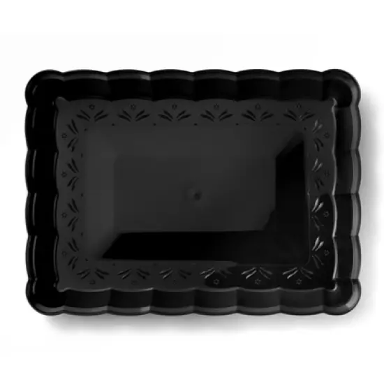 Posh Setting Black Rectangular Serving Tray with Scalloped Edge - 4 Count image {7}