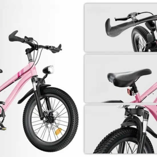 DSVIMOY 24 Inch Kids Mountain Bike for Boys & Girls Ages 7-12, 7-Speed Gears, Pink, 62.4"*25"*39" image {3}