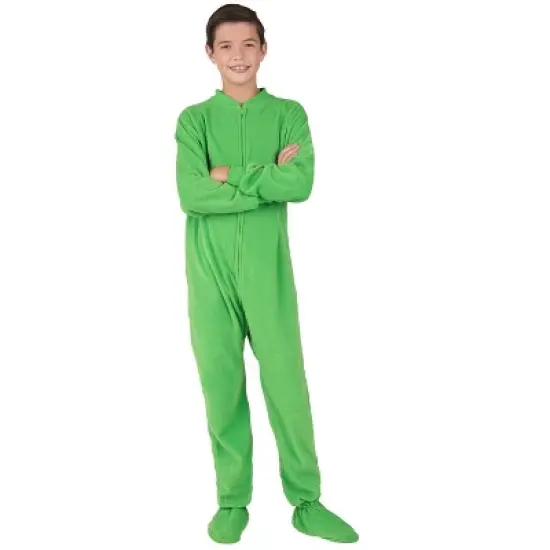 Footed Pajamas - Emerald Green Kids Fleece Onesie image {2}