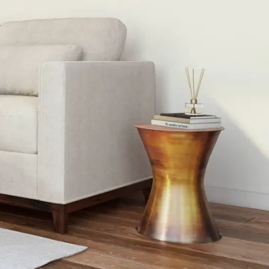 Cliona Metal Side Table Tarnished Brass - WyndenHall image {1}