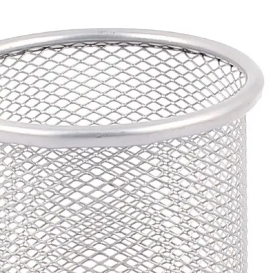 Unique Bargains Office Durable Metal Cylinder Shape Pen Holder Gray 1 Pc image {3}