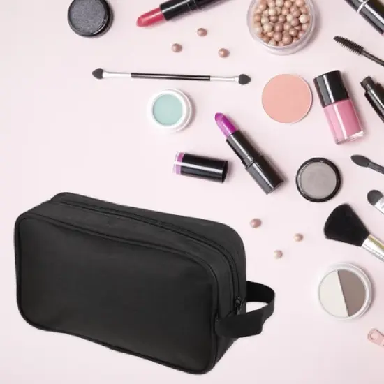 Unique Bargains Portable Oxford Cloth Travel Makeup Organizer Bag Black 1 Pc image {5}