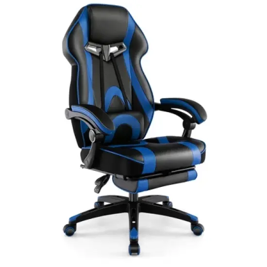 Costway Adjustable E-Sports Racing Style Chair with Padded Headrest, Lumbar Support Blue/Black/Grey/Red image {10}