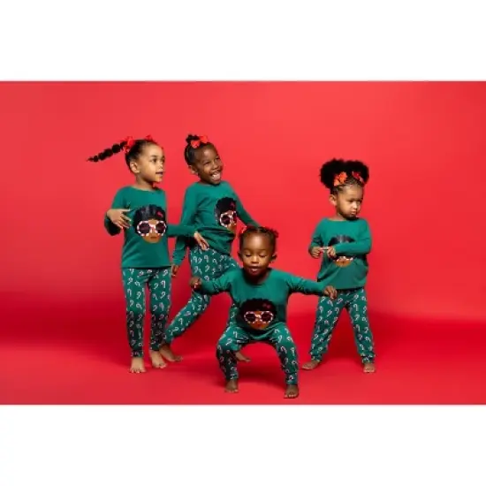 Elle Olivia Toddler Girls' 2pc Candy Cane Pajama Set - Green image {5}