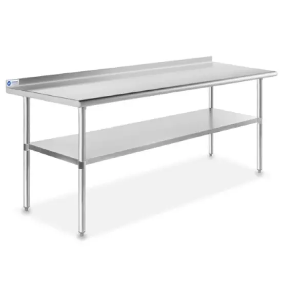 GRIDMANN Stainless Steel Tables with Backsplash and Undershelf, NSF Commercial Kitchen Work & Prep Tables for Restaurant and Home image {11}
