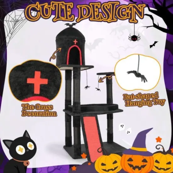 Karl Home 53 inch Gothic Cat Tree with Coffin Bed image {5}