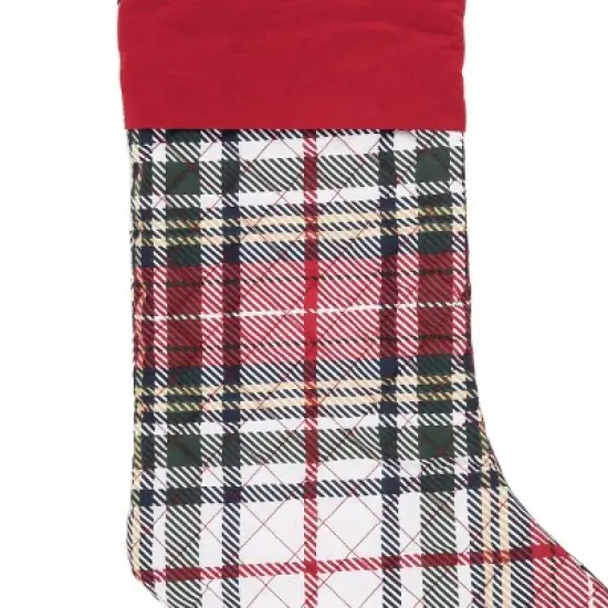 C&F Home 20" Lennox Green Red & White Plaid Embroidered Hanging Large Christmas Stocking image {1}