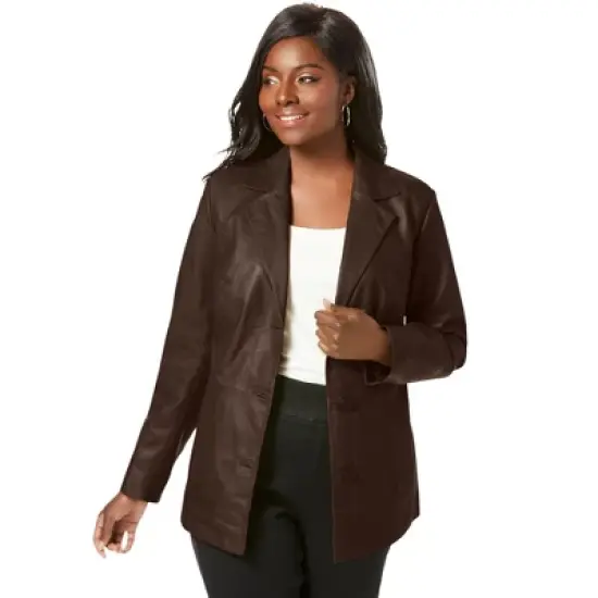 Jessica London Women&rsquo;s Plus Size Leather Blazer image {9}