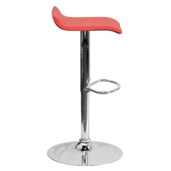 Flash Furniture Contemporary Vinyl Adjustable Height Barstool with Solid Wave Seat and Chrome Base image {7}