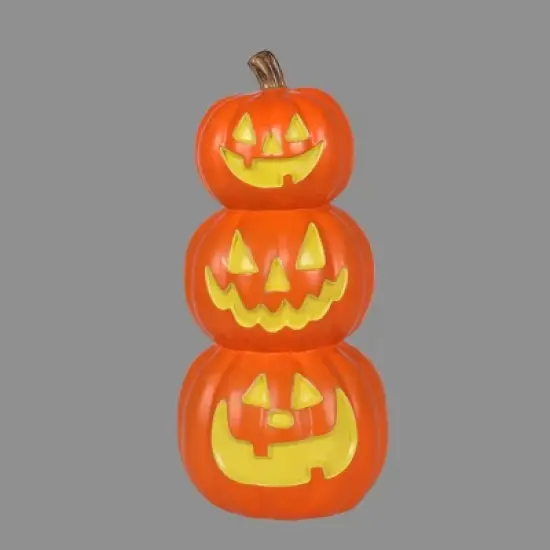 19.75" Lit Triple Stacked Pumpkin Halloween Decorative Prop - Hyde and EEK! Boutique&trade; image {1}