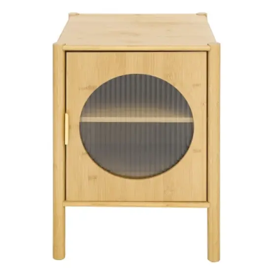 Organnice Single Door Nightstand, Bamboo Bedside Table image {1}