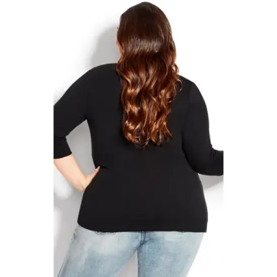 Women's Plus Size Boat Neck Top - black | AVENUE image {1}