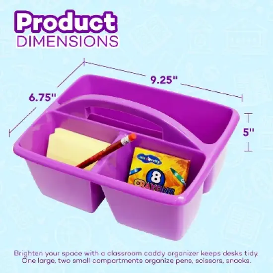 4E&rsquo;s Novelty Classroom Caddy Set of 6, Plastic Caddies for Lectureroom , Caddy Organizer with Handle image {1}