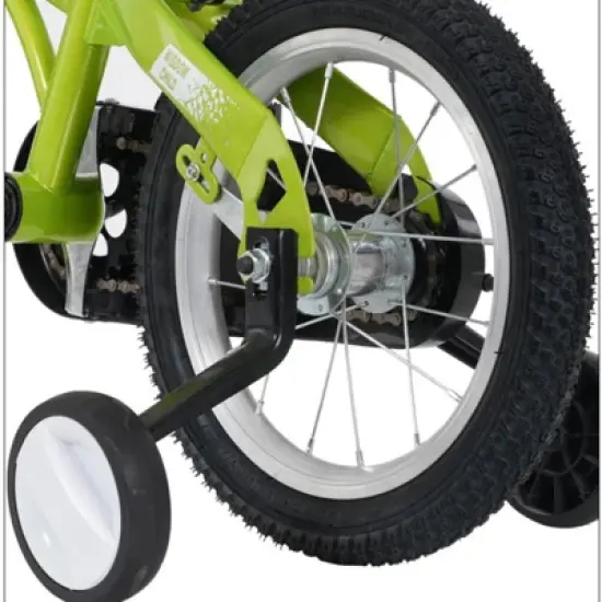 INFURNIC Bicycles 18 Inch Kids Bike with Training Wheels and Adjustable Saddle for Boys and Girls, Green, 46.4"*20.3"*30.8" image {2}