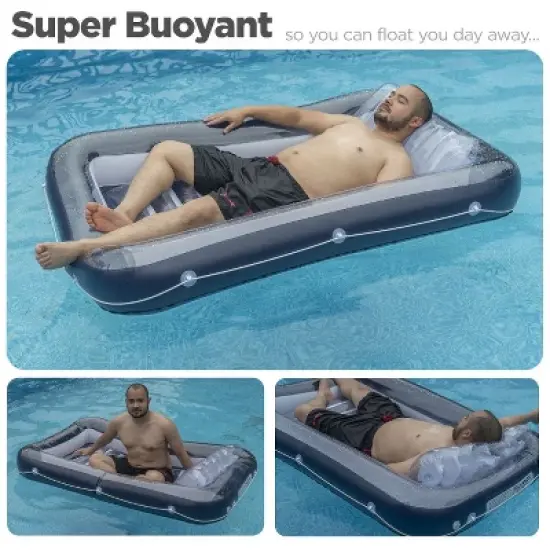 Galvanox Inflatable Pool Lounging Bed With Headrest Great For Tanning, Resting or Just Haning Out image {4}
