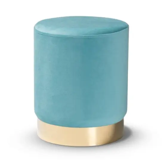 Chaela Velvet Metal Ottoman - Baxton Studio image {8}