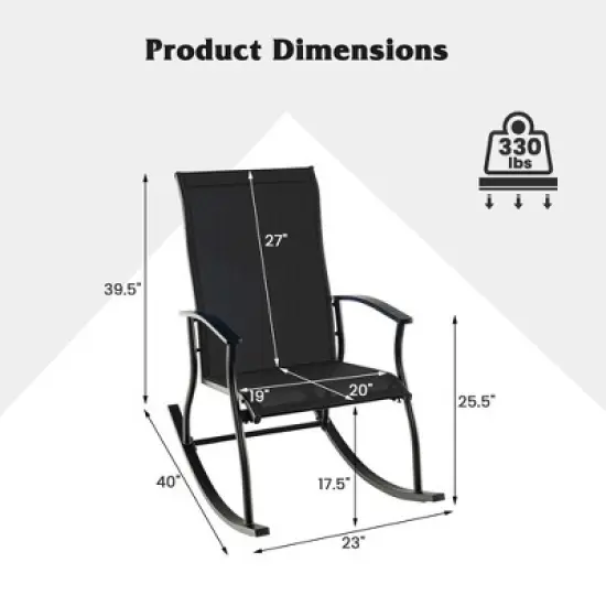 Costway 2/4 PCS Outdoor Rocking Chairs with Breathable Backrest Smooth Safe Rocking Design Navy/Brown/Black image {2}