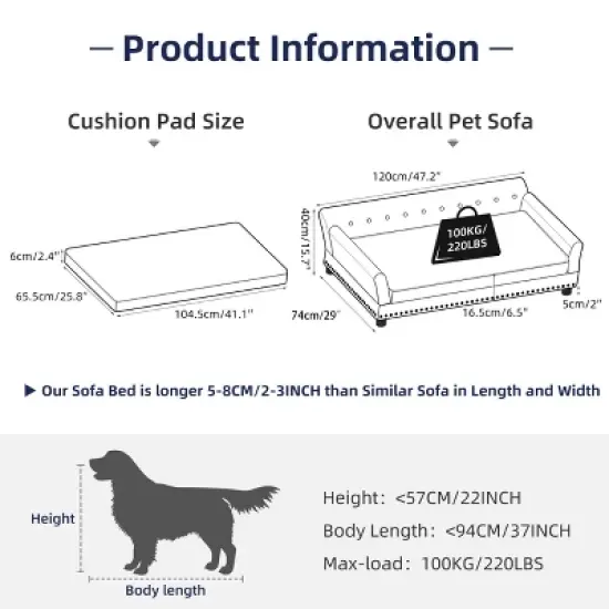 L/XL High-end Soft Velvet Pet Dog Sofa Bed Jumbo Dog Lounger Memory Foam Mattress for Comfort Sleep & Joint Support image {2}