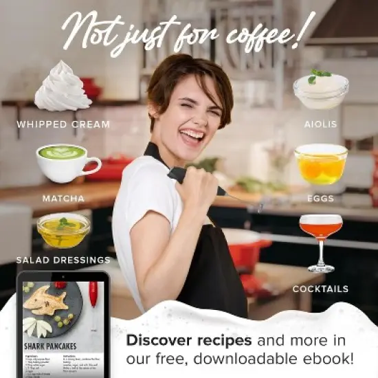 PowerLix Milk Frother Handheld Battery Operated Electric Whisk Foam Maker For Coffee With Stainless Steel Stand Included image {4}