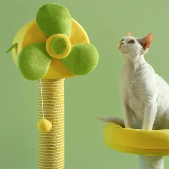 Boersma Multi-Level Cat Tower with Scratching Posts &ndash; Cat Climbing Tree with Hammocks, Viewing Perches, Hanging Toys, Jumping Platforms & for Cats image {3}