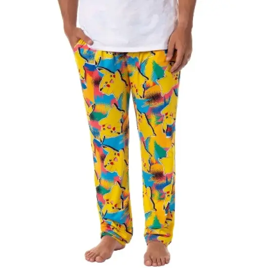 Pokemon Men's Pikachu Pajama Pants Allover Multicolor Lounge Sleep Bottoms image {5}
