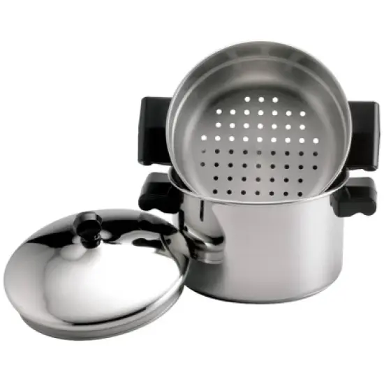 Farberware Classic Series 3qt Stainless Steel Stack 'n' Steam Sauce Pot with Steamer Set Silver image {3}