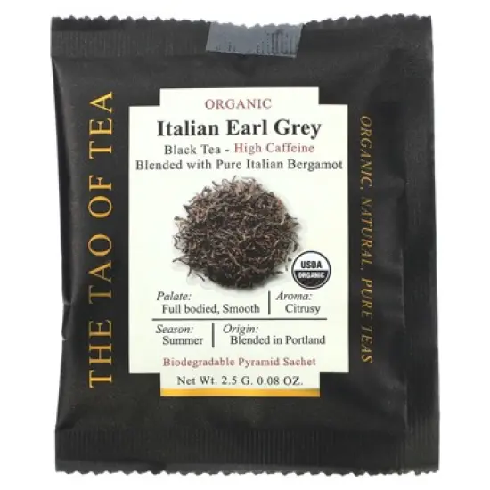 The Tao of Tea Organic Italian Earl Grey, Black Tea, 15 Pyramid Sachets, 1.32 oz (37.5 g) image {2}