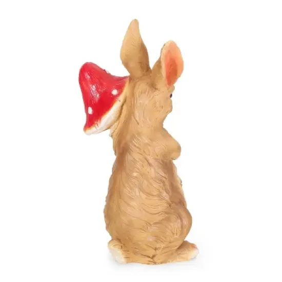 24" Concrete Hogeland Outdoor Rabbit Garden Statue - White and Brown - Christopher Knight Home image {3}
